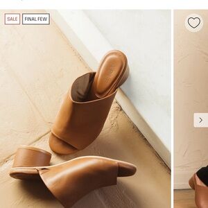 Able Renee round heel Women's Tan Leather Slide Mule - Classic Open-Toe Heel